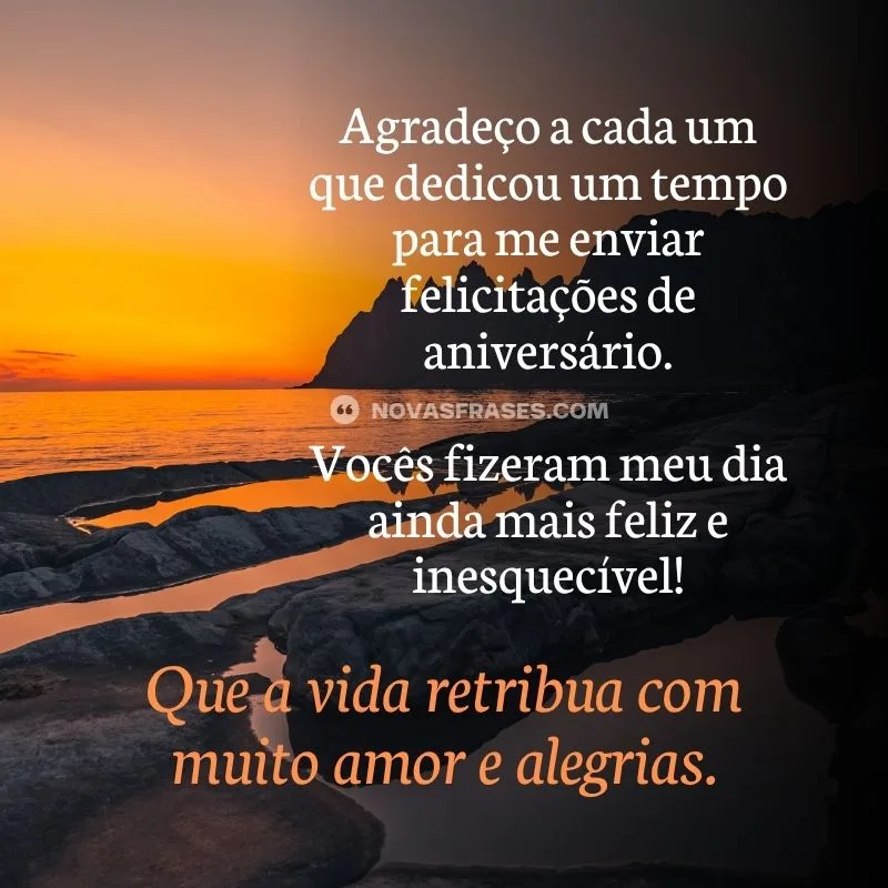 agradecendo pelas felicitações de aniversário