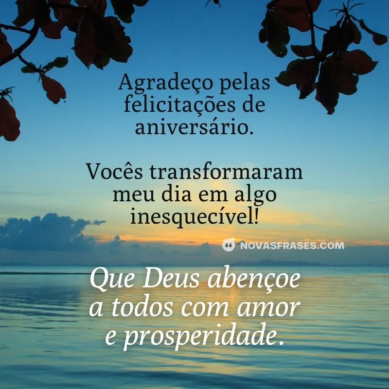 agradecimento pelas felicitações de aniversário