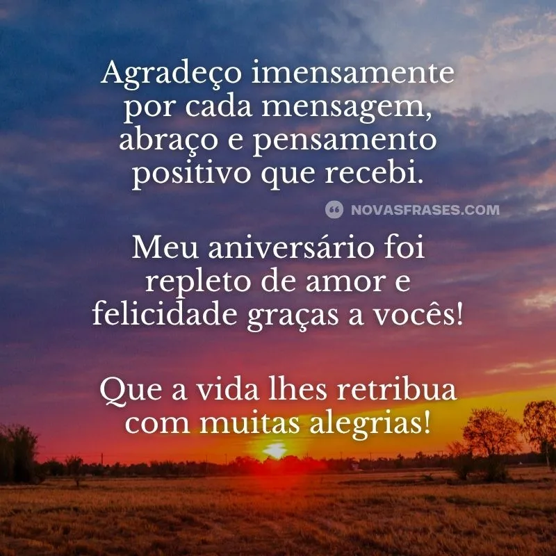 mensagem de agradecimento pelo meu aniversário