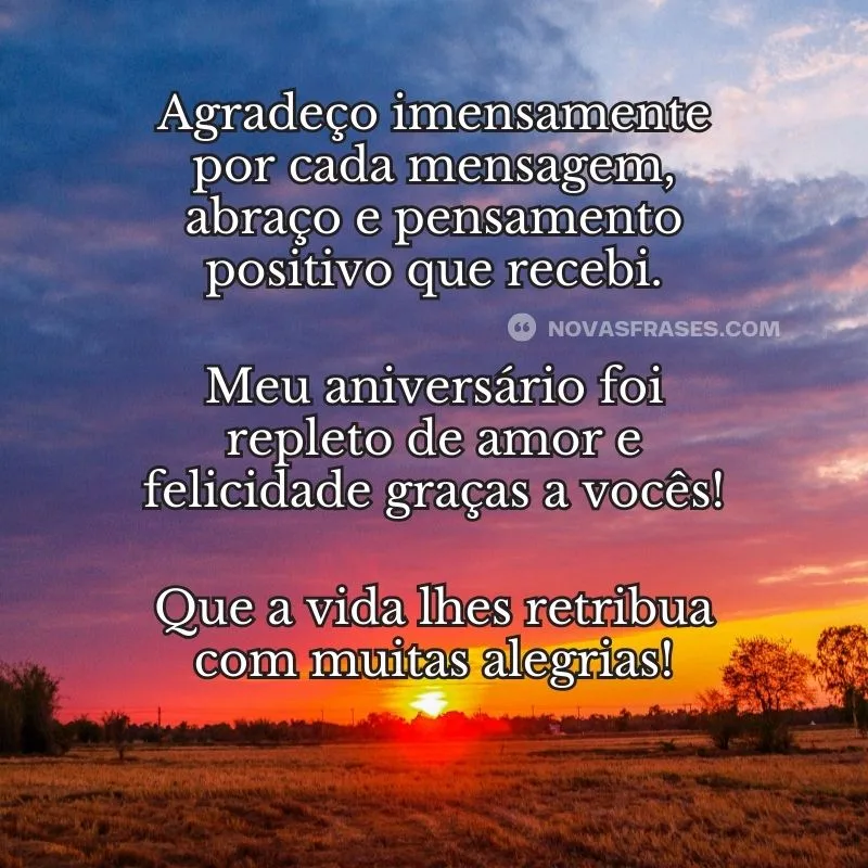 mensagem de agradecimento pelo meu aniversário