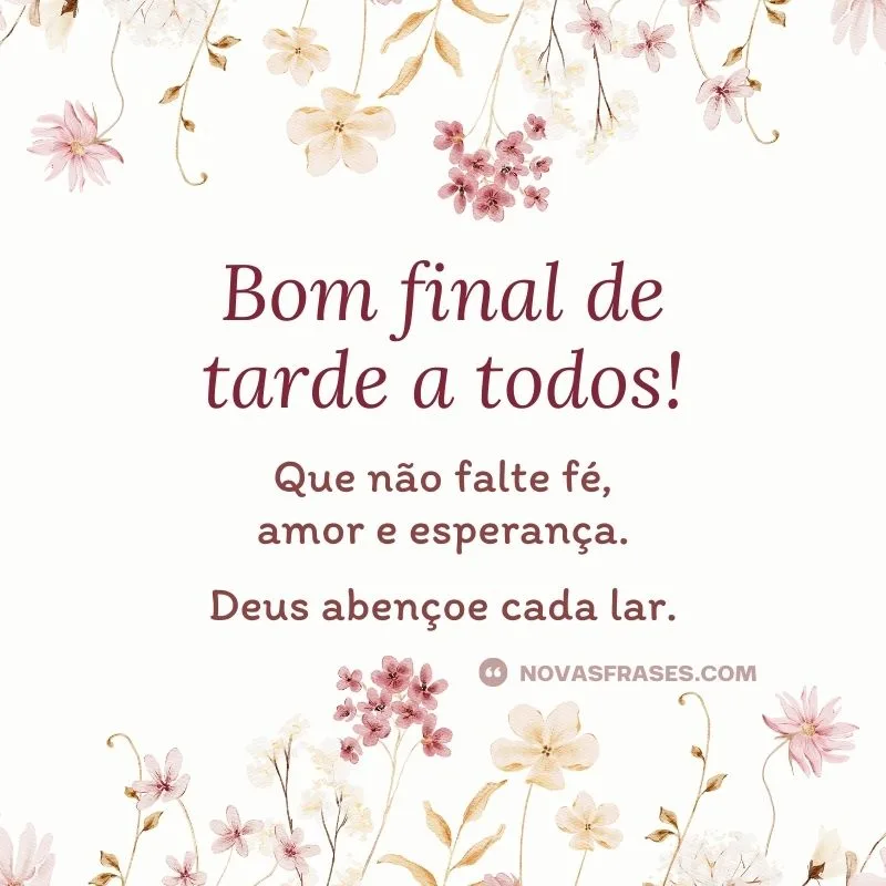 bom final de tarde a todos